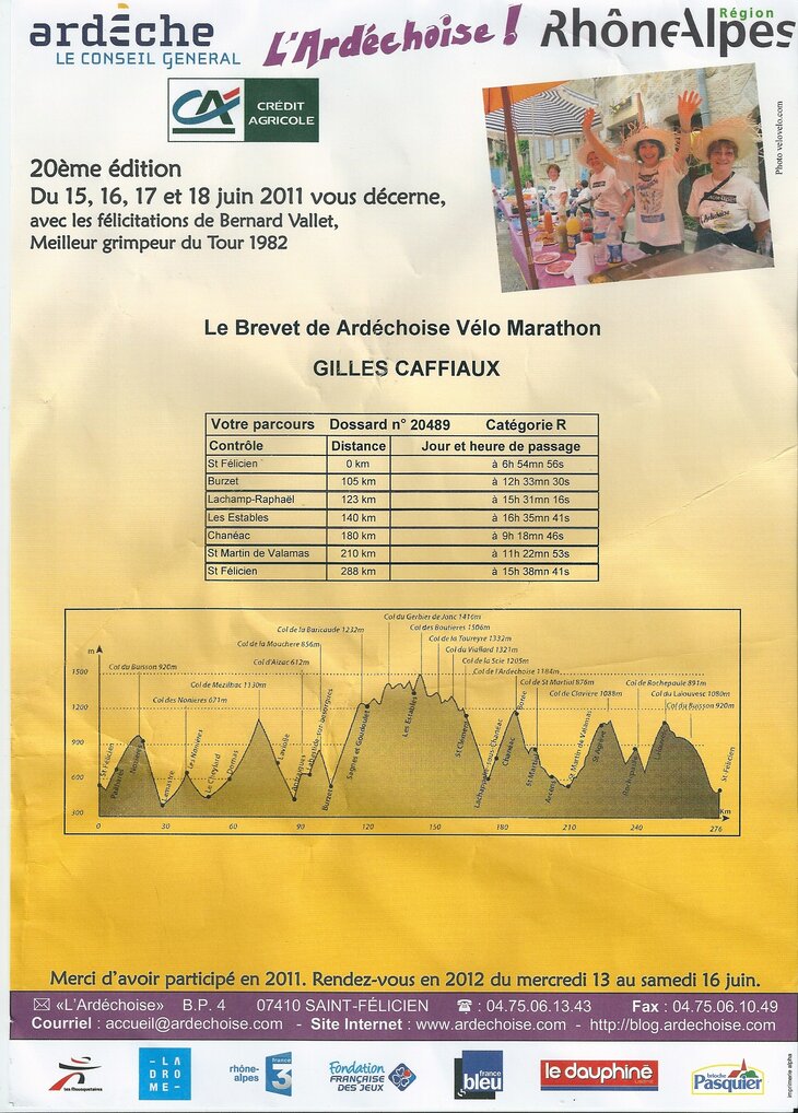 Brevet Vélo Marathon 2011